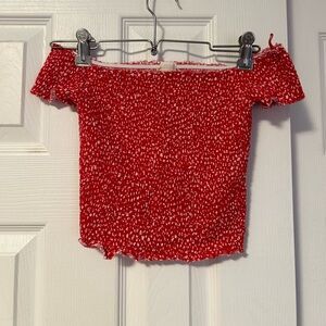 Garage Cropped Off Shoulder Shirt